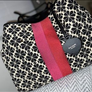 Kate Spade Flower Jacquard Stripe Everything Pink/Red Multi Large Tote FIND RARE
